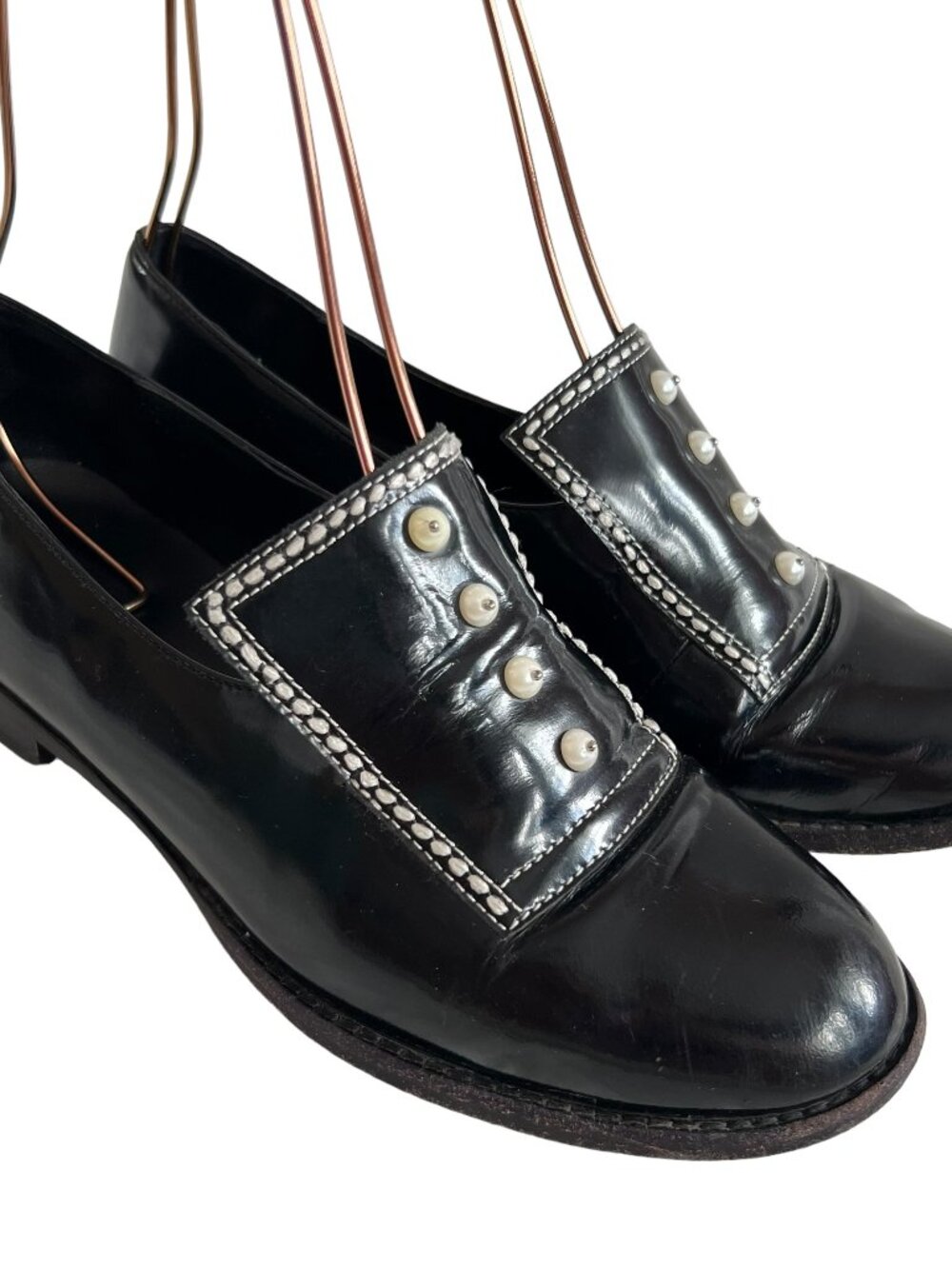 Opening Ceremony loafers Leah Leather Faux Pearl Embellished black leather 37 7
